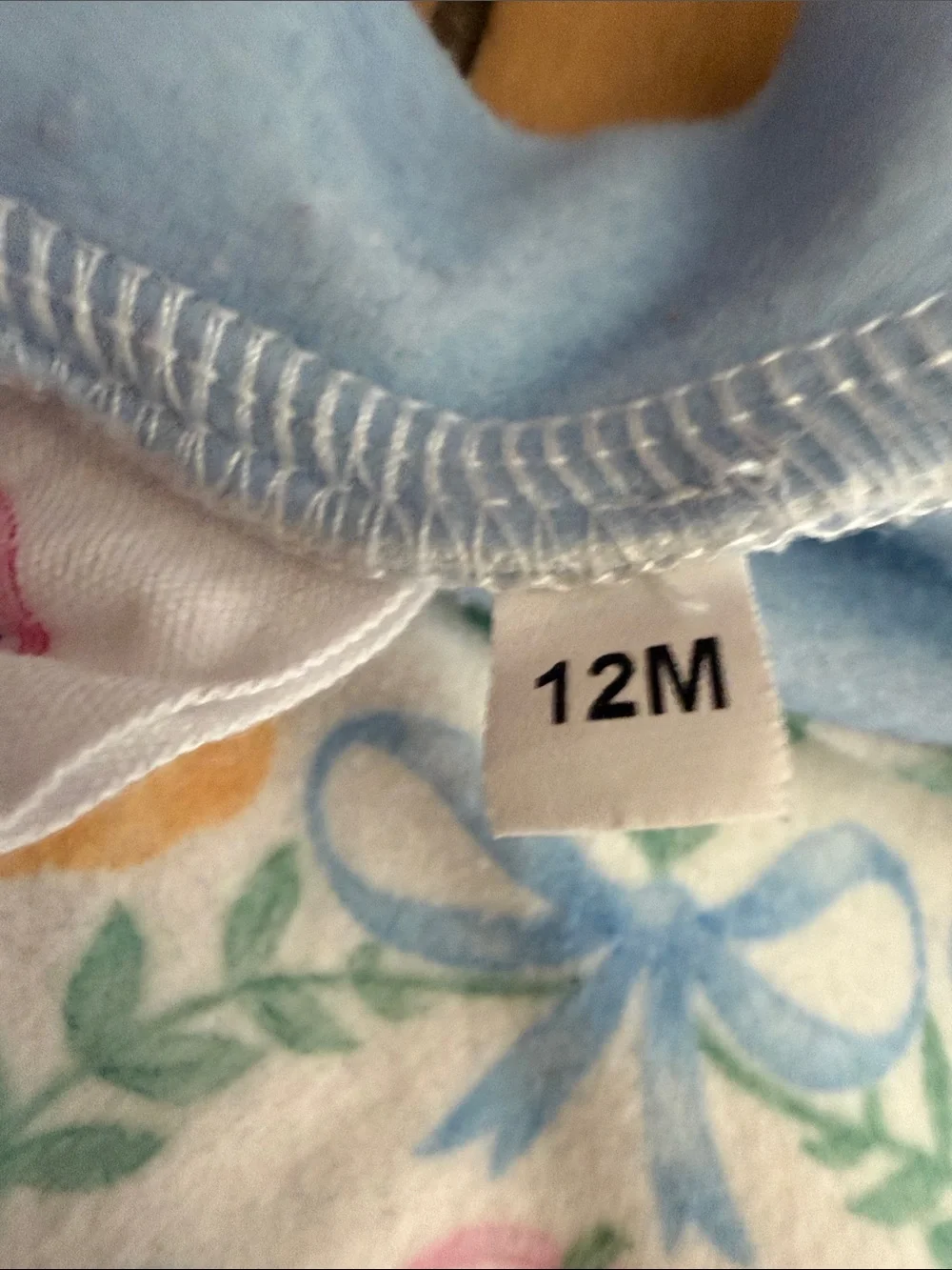 Girls 12M Long Sleeve pumpkin Pajama Set in Pastel Floral Print - Blue Trim